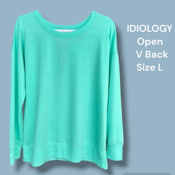 Nwt IDIOLOGY Seaglass Green Open Back  Sweatshirt Size Large - Picture 3 of 6